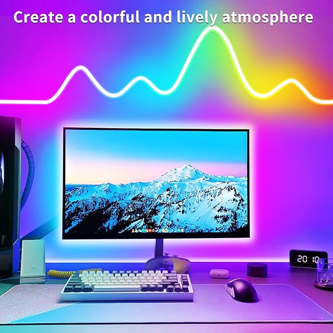 100FT RGB LED neon Rope Lights LED neon Lights with Remote/APP Control 24V IP65 Waterproof Flexible Neon LED Strip Lights for Bedroom Room Outdoors Decor（2 Rolls of 50ft）