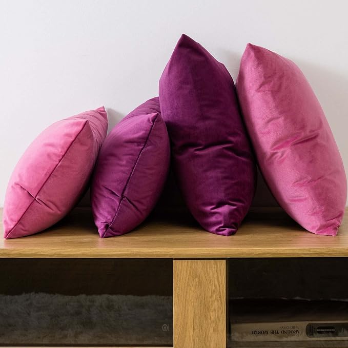 18x18 Velvet Throw Pillow Covers Set of 2 for Couch Bed Sofa,Rose Red | Decorative Soft Cushion Covers with Invisible Zipper for Modern Living Room Bedroom Home Decor