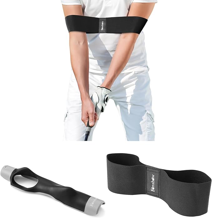 Fanshaw Golf Grip Trainer with Arm Band, 2-in-1 Golf Swing Training Aid for Correct Grip & Arm Positioning,Fixes Grip Posture & Locks Elbow for Consistent Shots,Men & Women Golf Accessories