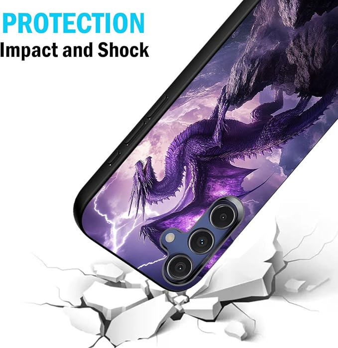 Designed for Galaxy S25 FE Phone Case,Slim Silicone Shockproof Protective Case for Galaxy S25 FE 6.7 inch,Purple Dragon