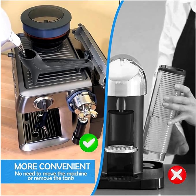 Coffee Machine Silicone Funnel for Espresso Machine, Espresso Machine Water Tank Funnel Offset Funnel for Water Tank Access Under Cabinets Food Funnel Large Funnel (Black)