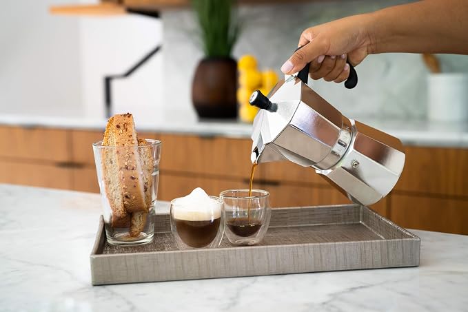 Bellemain Stovetop Espresso Maker, Italian Moka Pot, 3-Cup Silver | Classic aluminum design brews rich espresso at home or camping, with an easy-to-use and easy-to-clean design.