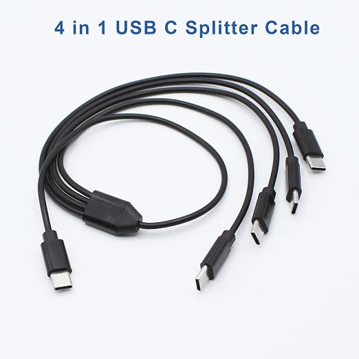 4 in 1 USB Type C Splitter Cable,USB C Male to 4 USB C Male Data Snyc and Charging Cord,USB C Multi Charging Cable for Cell Phones,Tablets and More(1.6FT/0.5M)