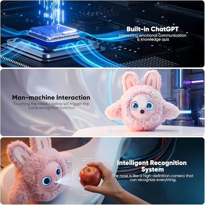 CVCBSER Smart Ai Companion Robot Cute Pet, Desk Robot Voice Chat gpt Emotional Interaction, Richness Expressiveness Ai Pet Robot for Adults Chat (Pink Face)