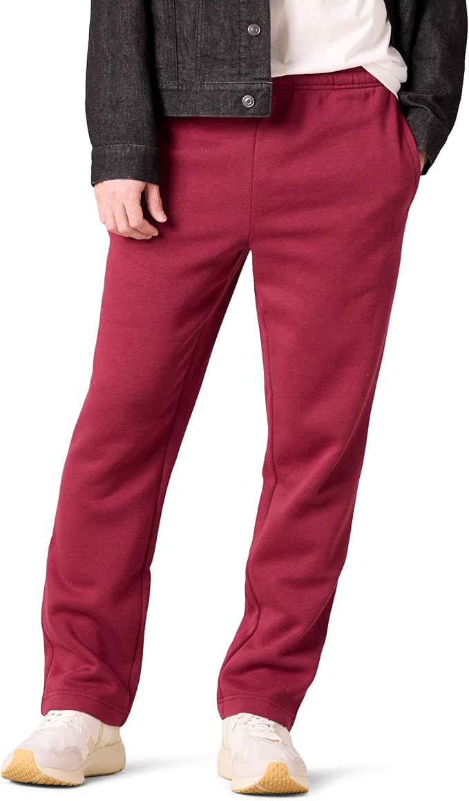 Amazon Essentials Men's Relaxed Straight Leg Fleece Open Bottom Sweatpant (Available in Big & Tall)