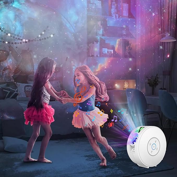 Smart Galaxy Star Projector Night Light - APP Voice Control, Bluetooth Speaker, Rotatable Nebula Lamp with 6 HD Slides, 37 White Noises & Timer, Star Sky Ceiling Light for Bedroom Kids Room Decor