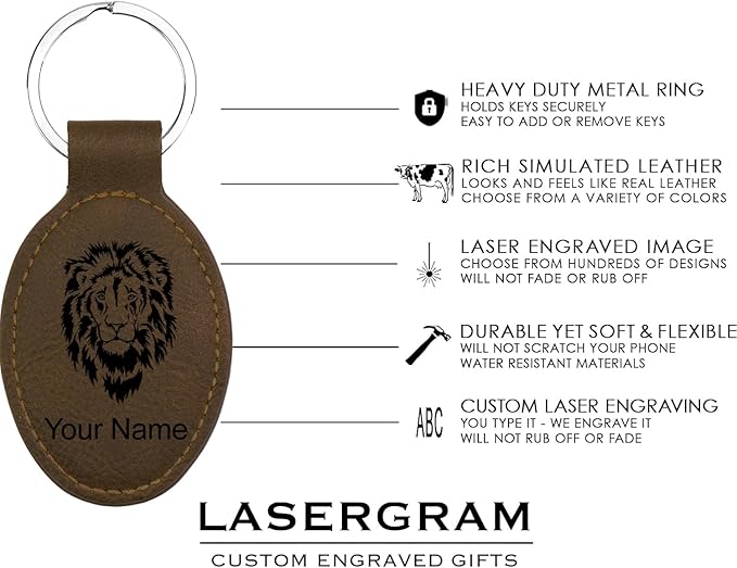 LaserGram Oval Keychain, Disc Golf, Personalized Engraving Included