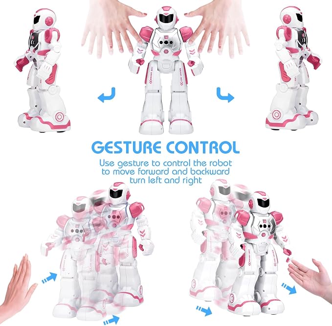 KingsDragon Robots Toy for Kids, RC Gesture Sensing Toy, Interactive Walking Singing Dancing Robot Birthday Presents for Boys Girls Age 6 7 8 9 Years Old,Pink