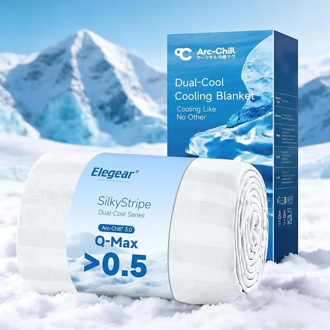 Elegear Double-Sided Arc-Chill® 3.0 Cooling Blanket for Hot Sleepers, King | Q-Max>0.5 Cooling Fabric, Absorbs Heat to Keep Body Cool, Lightweight Summer Blankets for Night Sweats & Menopause, 108"x90"