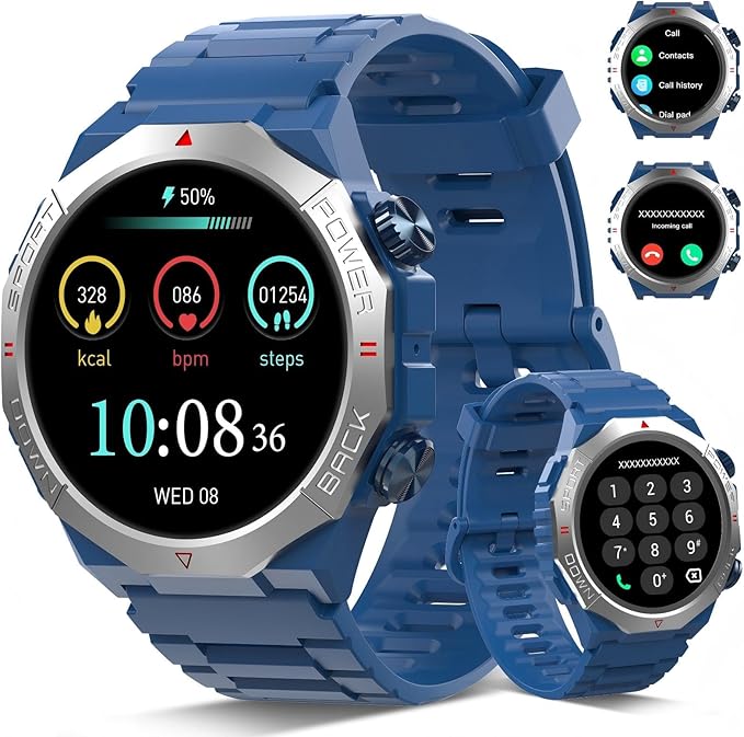 Smart Watch for Men (Answer/Make Calls), Rugged Men's Military Smartwatch, 1.39" HD Fitness Tracker with Heart Rate/Sleep/Step Monitor, 110+ Sport Modes, IP68 Waterproof Activity Tracker Android iOS