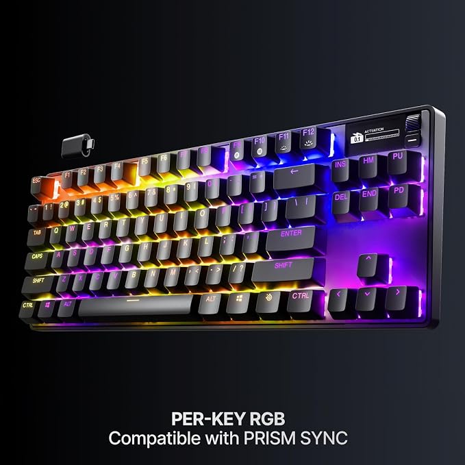 SteelSeries Apex Pro TKL Gen 3 Gaming Keyboard - OmniPoint 3.0 Analog Magnetic Switches, Quickset Auto-Presets (Rapid Trigger, Rapid Tap/SOCD, Protection Mode), OLED, RGB, PBT Keycaps, 2.4G+BT, Black