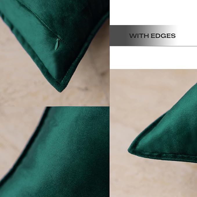 JIAHANNHA Velvet Green Throw Pillow Covers 12”x20”Pack of 2 Soft Decorative | Square Cushion Covers for Couch Sofa Bed Livingroom Car Home Decor,30x50Cm