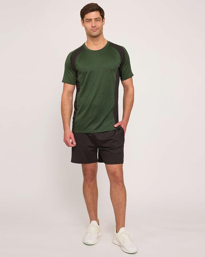 5 Pack Men's Dry Fit Short Sleeve T-Shirt Gym Workout Athletic Running Tee | Cooling, Moisture-Wicking, Crew Neck, Quick-Dry, Breathable, Active, Exercise, Fitness, Basketball, Cycling, Hiking, Tennis