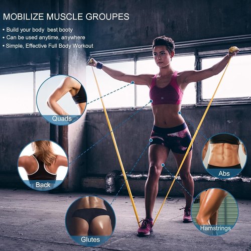 Lianjindun Resistance Bands Set - 5 Pcs Latex-Free Workout Bands for Pilates, Yoga & Physical Therapy