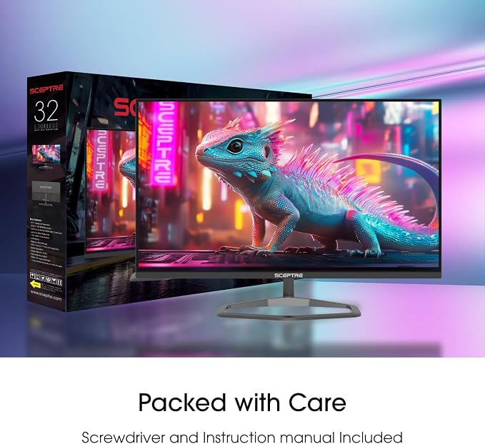 Sceptre New 32-inch 2K QHD 2560 x 1440 Prime Gaming Monitor up to 210Hz USB Type-C DisplayPort HDMI sRGB 115% 1ms Build-in Speakers, Machine Black 2026 ((E325B-QW200D Series)