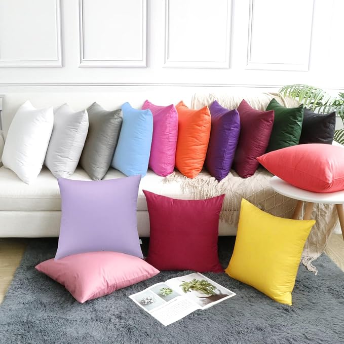 Thmyo 4-Pack 100% Cotton Comfortable Solid Decorative Throw Pillow Case Square Cushion Cover Pillowcase Sublimation Blank Pillow Covers DIY Throw Pillowcase(20x20 inch/ 50x50cm,Light Silver Grey)