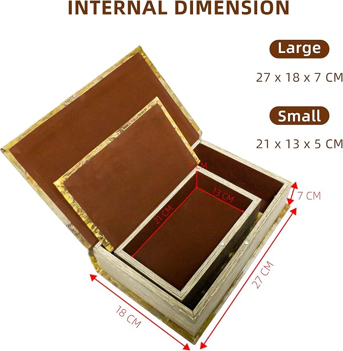 Decorative Book Box Set of 2, Trinket Keepsake Storage Boxes Book | Shaped Storage Box Vintage Style Decorative Faux Books Boxes Globe Antique Books for Home Decoration Old World Map Pattern