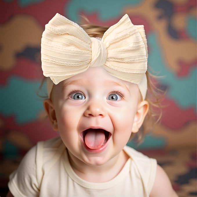 Baby Girl Bows Newborn Headband Stretchy Double Bows Soft Infant Toddlers