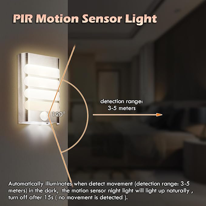Leadleds Motion Sensor Wall Light Battery Operated, 2-Pack LED Wall Sconces Luxury Aluminum Stick Anywhere Auto On/Off Night Lights for Hallway, Closet, Pathway, Staircase, Garden