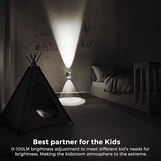 L LOHAS LED Night Light Projector, Night Lights Plug into Wall Light Sensor | Dusk to Dawn Sensor Nightlight, Rotating White Nightlights, Daylight Ambient Lighting for Bathroom, Hallway, Gift, 1 Pack