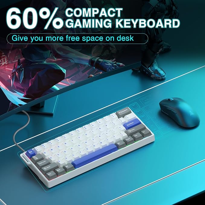 AULA WIN60 HE MAX - 60% Mechanical Gaming Keyboard Wired, Hall Effect Magnetic Switches Hot Swappable, Adjustable Actuation Rapid Trigger Mode, 8000 Hz Polling Rate, 60 Percent Keyboard Compact Design