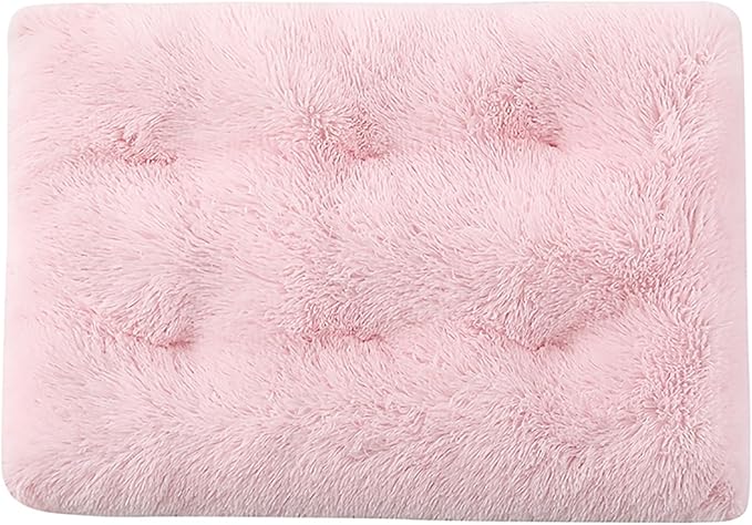 Dog Crate Mat, Dog Bed for Large Dogs, Comfy Fluffy Kennel Pad Anti-Slip for Dog beds & Furniture, Quilted Dog Bed for Pets for Medium/Small Dogs Cats (Color : Pink, Size : 16.9x11)