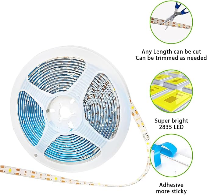 Solar LED Strip Lights Outdoor Waterproof Solar Powered Rope Light 19.6FT 180 LED 6000K White Cuttable Tape Lighting for Outside, Pool, Stair, Sign (Upgraded Version)