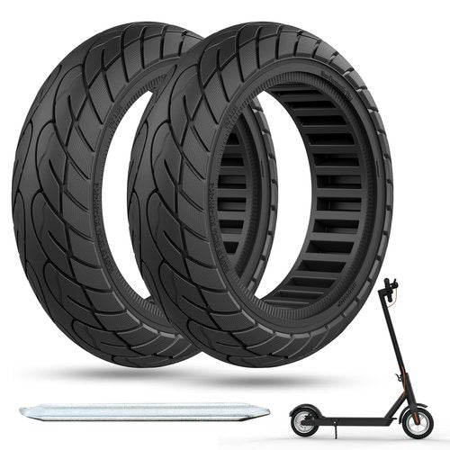 Cooryda 10x2.125 Scooter Tire, 10 inch Solid Rubber Tires Tubeless Front or Rear Replacement 10x2.125 Solid Electric Scooter Tire for Gotrax G4 Xr V2 Ninebot F25 F65 Hiboy S2 Pro 2pc Black