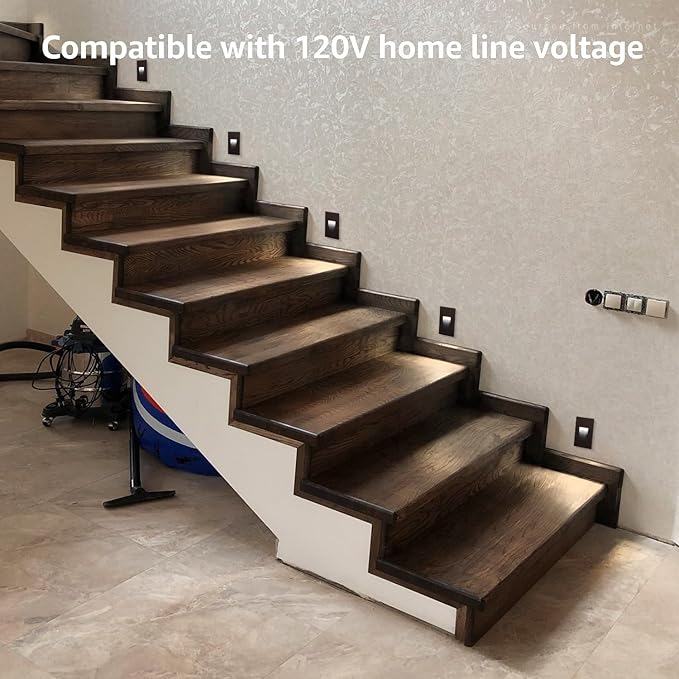 LEONLITE 12-Pack 3CCT 120V LED Step Lights, 3.5W 110LM 5%-100% Dimmable Indoor Outdoor Waterproof Vertical Stair Light, 3000K/4000K/5000K Selectable, CRI90, ETL, Aluminum, Oil Rubbed Bronze