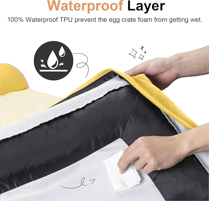 Large Dog Bed Orthopedic Washable: Jumbo Dog Bed Bolster Extra Large Dogs Egg Crate Foam Sofa Couch Waterproof Removable Cover - Ginger
