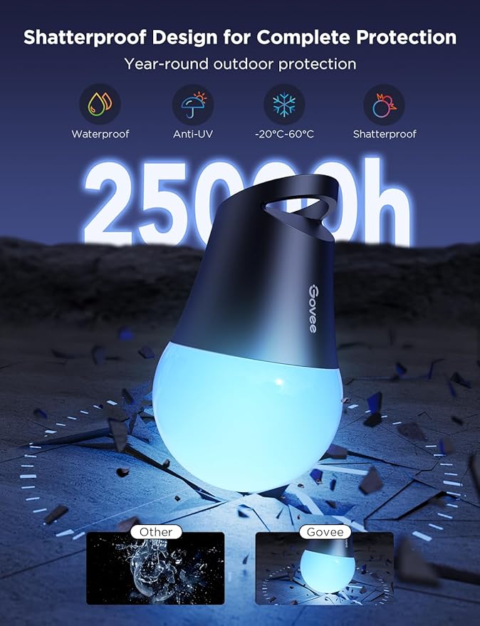 Govee Smart Outdoor String Lights 2, 144ft RGBIC Patio Lights with 45 Bulbs | Dimmable Warm White LED Bulbs, IP65 Waterproof, 47 Scene Modes for Backyard, Balcony, Work with Alexa, App Control