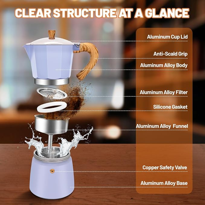 12 Cup Aluminum Espresso Stovetop Moka Pot Express Coffee Maker Percolator Italian Classic Mocha Coffee Machine for Italian and Cuban Cafe Brewing for Home & Camping 600ml 20oz