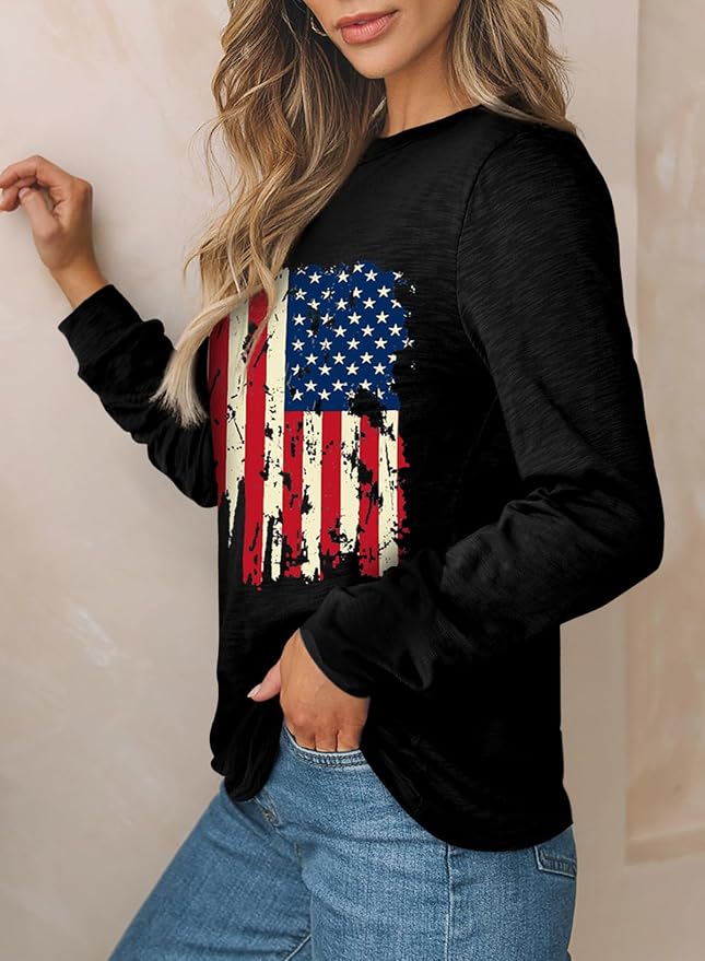 EVALESS Womens Crewneck Long Sleeve Tops Casual Polka Dots Tops Fall 2026 Tshirts Shirts
