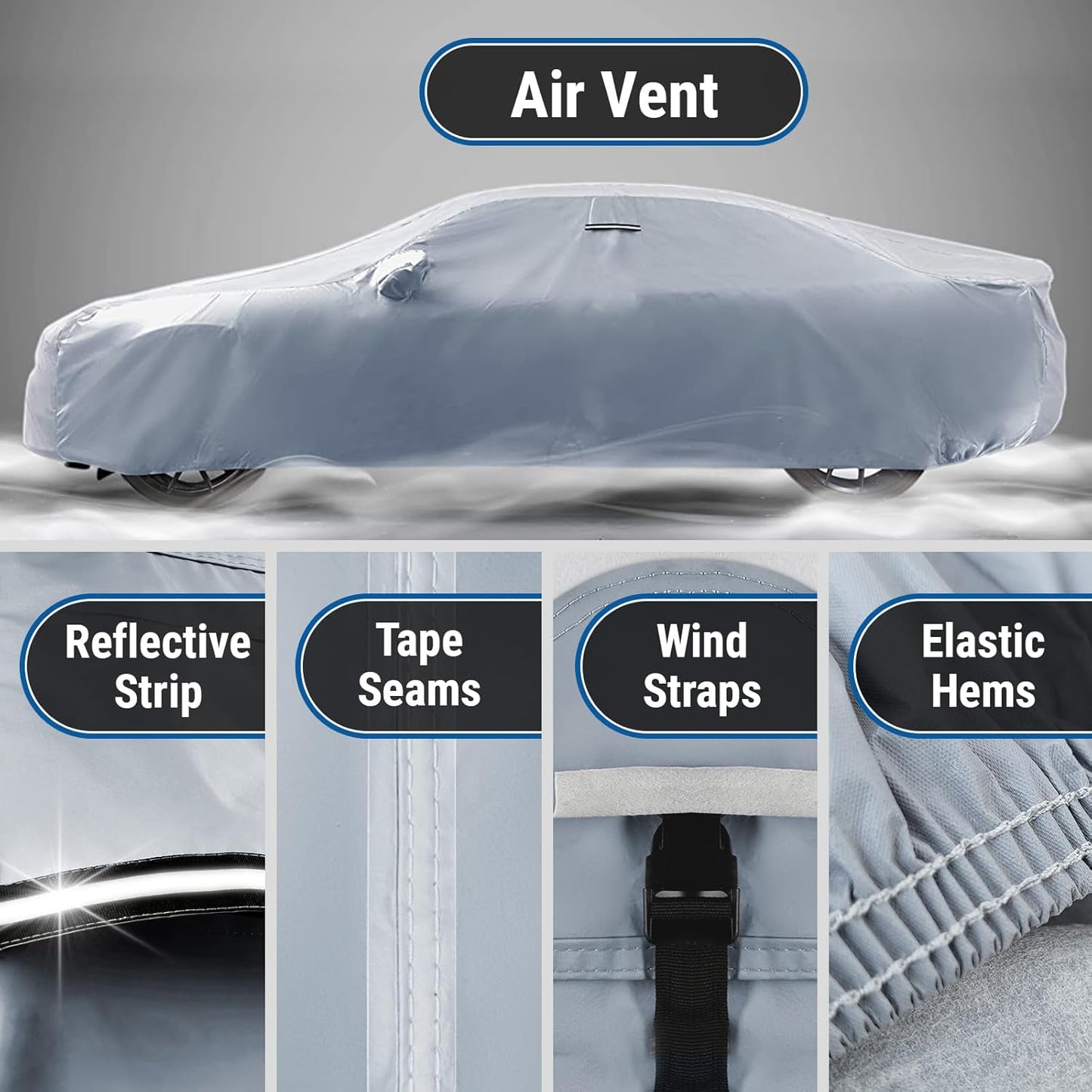 iCarCover Custom Car Cover for Chevy Prizm (1998-2002) Waterproof All Weather Rain Snow UV Sun Protector Full Exterior Indoor Outdoor Car Cover (Stripe - Gray/Black)