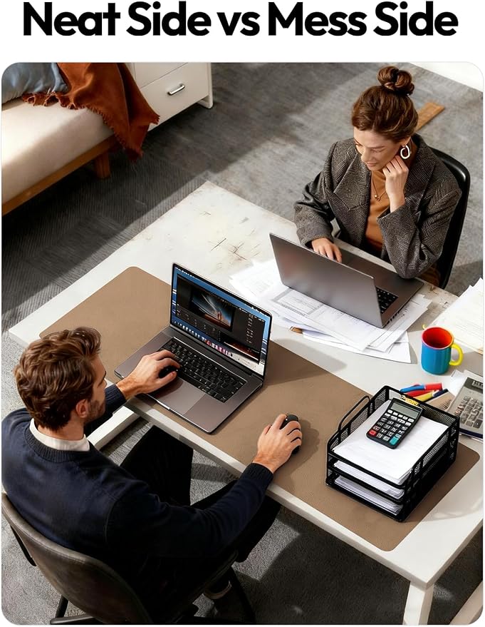 YSAGi Desk Protector&Blotter, Non-Slip Waterproof Leather Mouse Pad | Shields Scratches, Stains, Spills, Heat & Scuffs; Suede Non-Slip; Easy-Clean; Comfy Writing/Typing, 31.5" x 15.8",Khaki