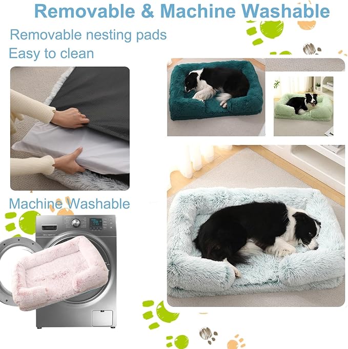 Dog Beds Large Sized dog Orthopedic, Sofa Dog Bed with Waterproof Lining and Nonskid Bottom, Rectangle Washable Dog Bed for Medium Small Dogs and Cats Comfortable ( Color : Pink , Size : 31 x 21" )