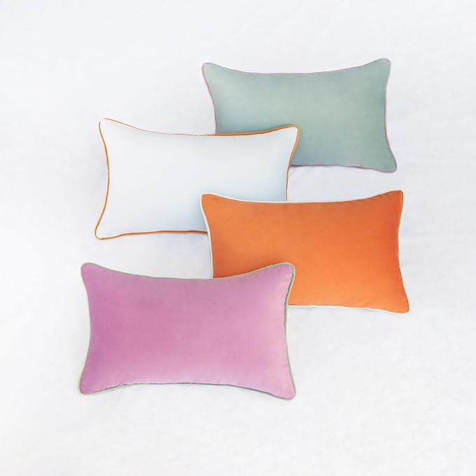 MONDAY MOOSE Decorative Throw Pillow Covers Cushion Cases, Set of 4 Soft Velvet Modern Double-Sided Designs, Mix and Match for Home Decor, Pillow Inserts Not Included (12x20 inch, Purple/Teal)