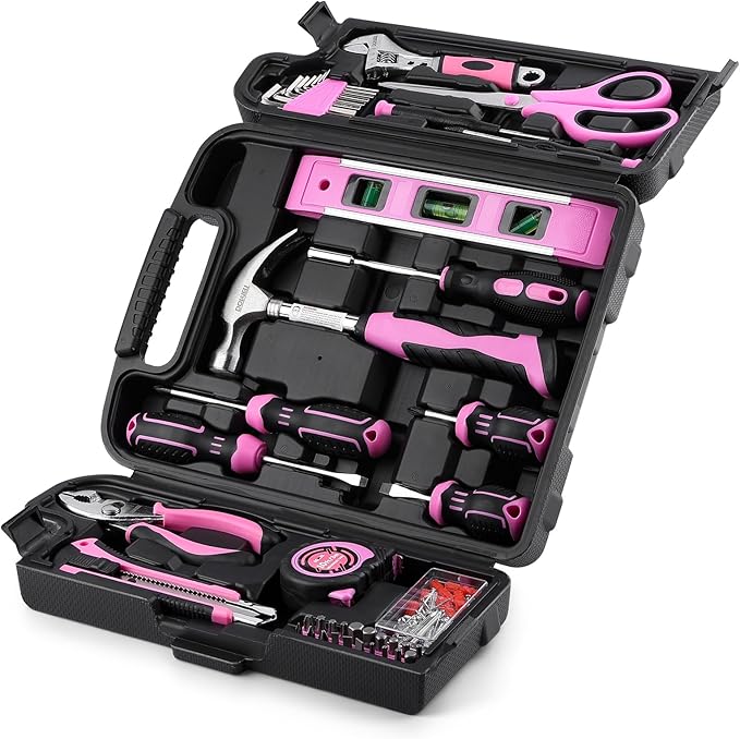 DOWELL 123-Piece Pink Home Repair Tool Kit for Women & Girls - All-in-One DIY Toolkit with Ergonomic Handles, Durable Toolbox, Non-Slip Grips | Perfect Gift for Wives, Moms, Crafters