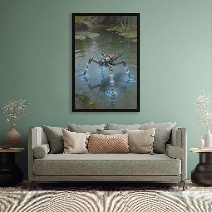 Framed Modern Sci Fi Wall Art for Living Room And Studio Futuristic Minimalist Decor 16x24in