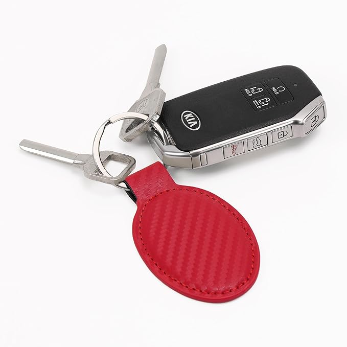 LaserGram Oval Keychain, Golfer Golfing, Personalized Engraving Included (Carbon Fiber Red)