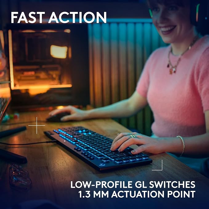 Logitech G915 X Wired Gaming Keyboard (Linear)- Black | Low Profile, Mechanical Switches, Double-Shot PBT Keycaps, RGB lighting, Aluminum finish, PC/Mac Compatible