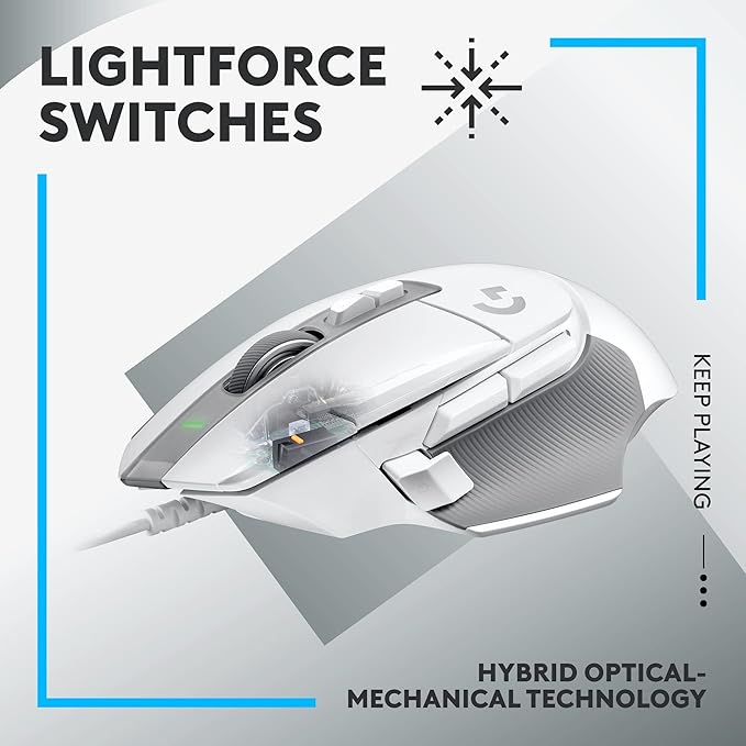 Logitech G502 X Wired Gaming Mouse - White | Optical Switches, 13 Buttons, Infinite Scroll, PC/MacOS Compatible