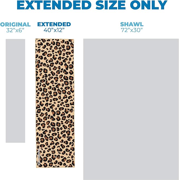 SHAKEitCOOL Extended Size Cooling Towel – Be Cool in Style - Heat Relief, Soft, Lightweight, Sun Protection, Easy Clean - Perfect for Biking, Hiking, Running, Yoga, Golf, Gardening - Cheetah Print M