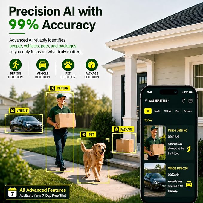 2K Window Camera,2.4G WiFi Indoor Camera for Home Security, AI Color Night Vision, Person & Motion Detection,911 Emergency, US Based Cloud, 24/7 Recording