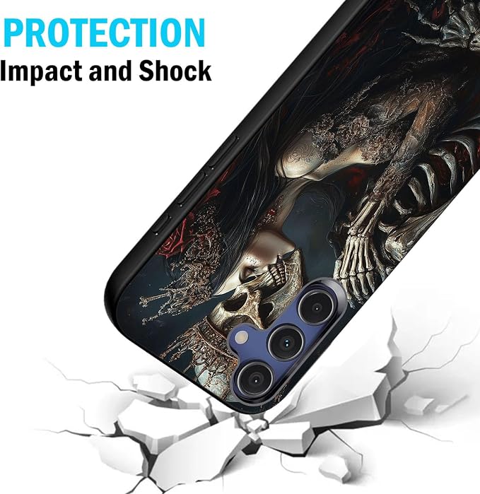 Designed for Galaxy S25 FE Phone Case,Slim Silicone Shockproof Protective Case for Galaxy S25 FE 6.7 inch,Skeleton Couple Love Scene
