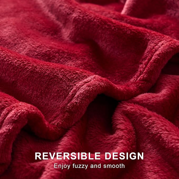 Hansleep Throw Red Fleece Blanket, Soft Flannel Bed Blanket | Fuzzy Cozy Blanket 50x60 Inches, Multi-use for Bed, Sofa, Couch, Travel, Camping, All Season Warm Lightweight Cover