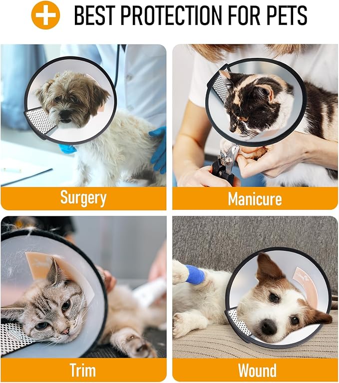 Adjustable Dog Cone Collar After Surgery Soft Cone of Shame Alternatives for Dog Cat Puppy Plastic Elizabethan Collar for Dogs from Licking Biting Scratching Wounds(XL,Neck:13-14.2in)