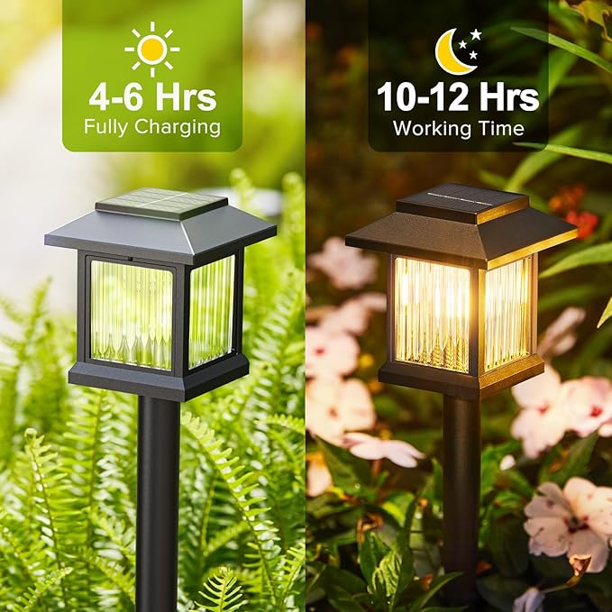 KOOPER 10 Pack Solar Pathway Lights Outdoor, Unique Solar Garden Lights Outdoor Waterproof, Bright Walkway Llights UP to 10 Hours of Lighting Decorative for Landscape Path Driveway Lawn Patio Yard
