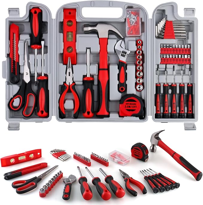 WINNER 156-Piece Delicate All-Purpose Home Tool Kit in Foldable Toolbox, Unisex | Complete and Essential Hand Tools Set for General House Repairs, Dorm, Apartments, Perfect Housewarming & Holiday Gift