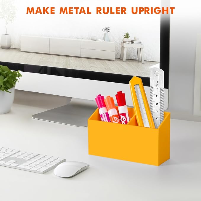 BEYGORM Magnetic Dry Erase Marker Holder for Whiteboard & Refrigerator | Non-slip Acrylic Pen Holder for Classroom, Fridge Magnet, Locker Organizer Accessories, Teacher & School Supplies(Orange)